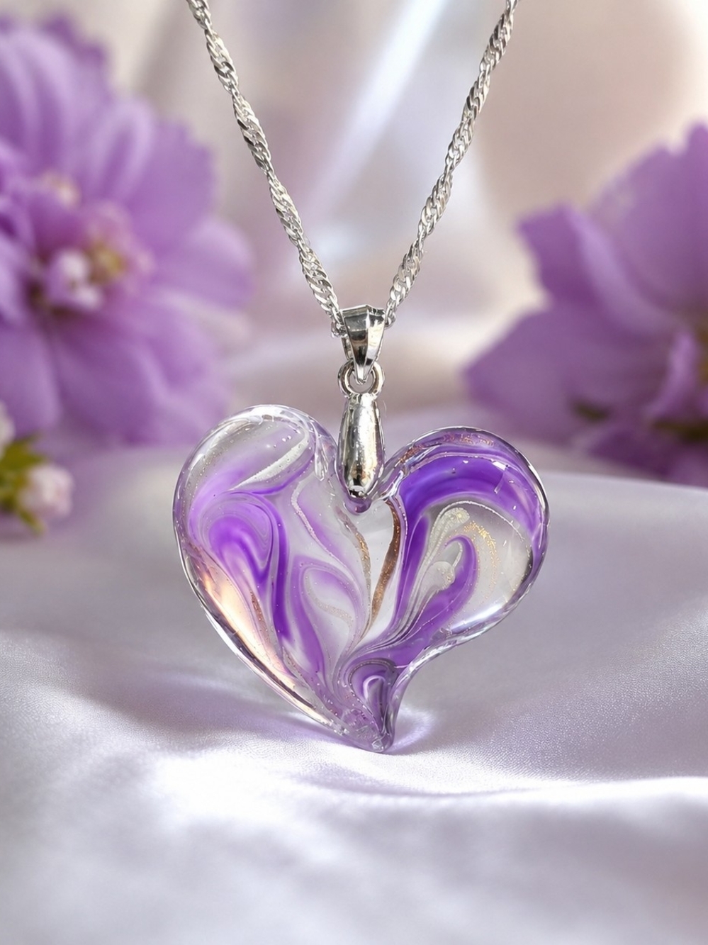 Purple Heart Pendant Necklace